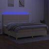 vidaXL Cama box spring colch&oacute;n y luces LED tela crema 200x200 cm