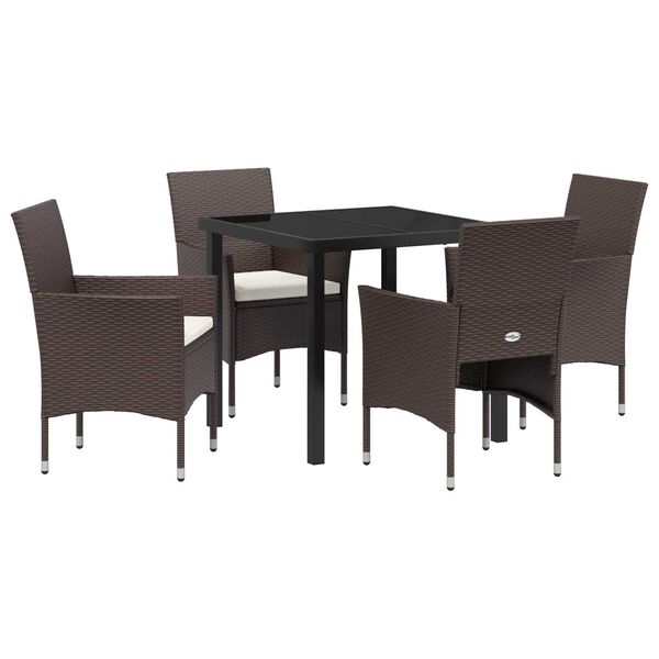 vidaXL Conjunto de Comedor de Jard&iacute;n 5 pcs Marr&oacute;n rat&aacute;n sint&eacute;tico