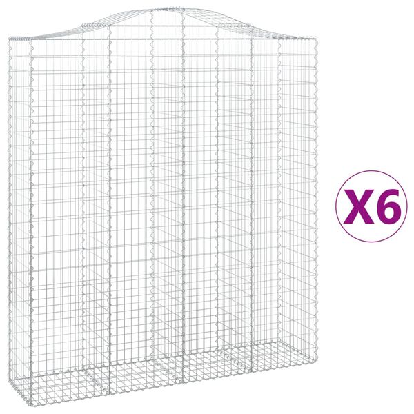 vidaXL Cestas de gaviones 6 uds forma de arco hierro 200x50x220/240 cm