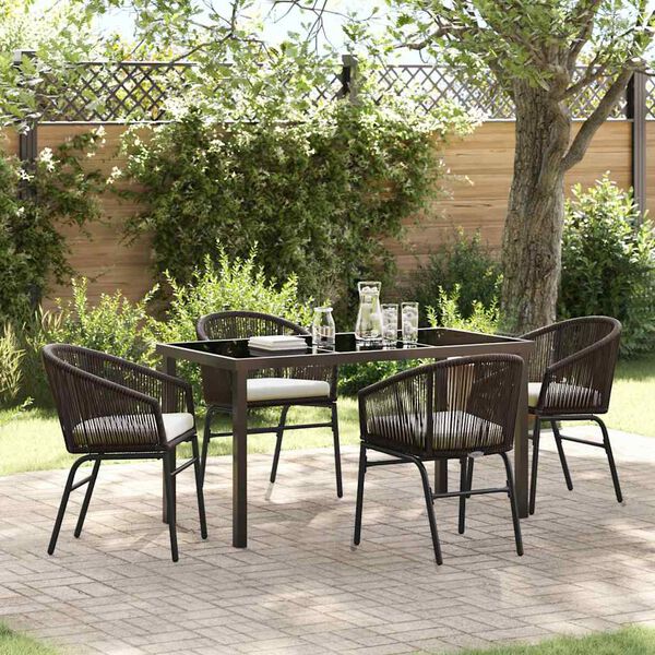 vidaXL Conjunto de Comedor de Jard&iacute;n 5 pcs Marr&oacute;n