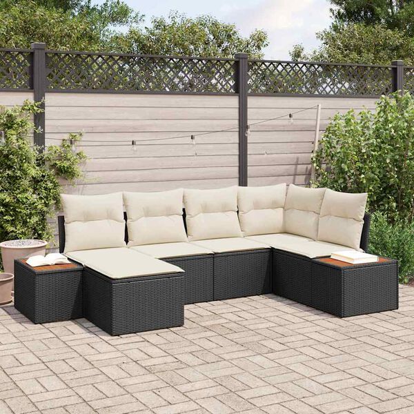 vidaXL Conjunto de sof&aacute; de jard&iacute;n 6 pcs Negro rat&aacute;n sint&eacute;tico