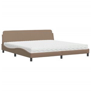 vidaXL Cama con colch&oacute;n Dover cuero sint&eacute;tico capuchino 200x200 cm