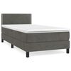 vidaXL Cama box spring con colch&oacute;n terciopelo gris oscuro 80x200 cm