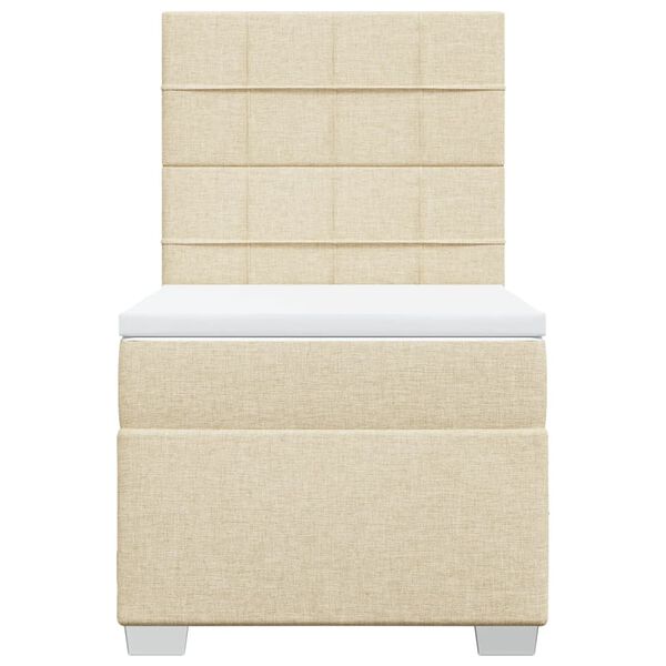 vidaXL Cama box spring con colchón tela color crema 80x200 cm