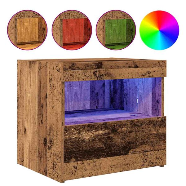 vidaXL Armario de Noche con caj&oacute;n 2 pcs Madera vieja 50 x 40 x 45 cm
