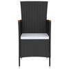 vidaXL Set comedor de jard&iacute;n 5 piezas rat&aacute;n sint&eacute;tico y cojines negro