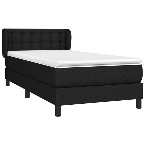 vidaXL Cama box spring con colch&oacute;n tela negro 90x190 cm