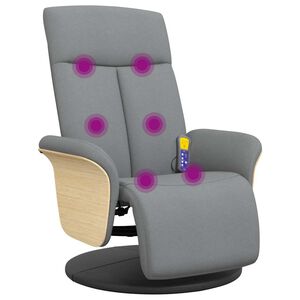 vidaXL Sill&oacute;n reclinable de masaje con reposapi&eacute;s tela gris claro