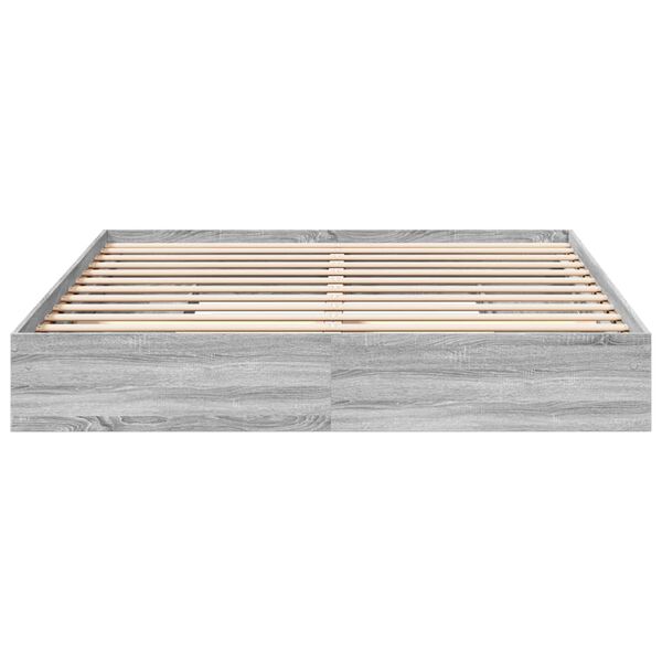 vidaXL Cama con cajones madera ingenier&iacute;a gris Sonoma 200x200 cm