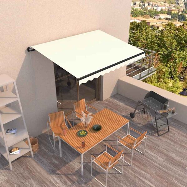 vidaXL Toldo retr&aacute;ctil manual crema 350x250 cm