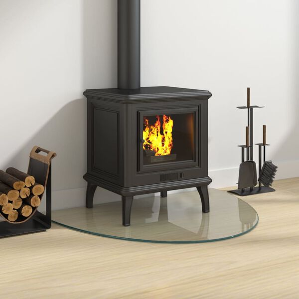 vidaXL Placa de vidrio para chimenea semicircular 800x600 mm