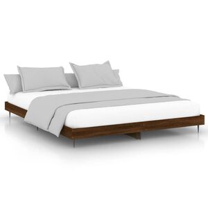 vidaXL Estructura de cama sin colch&oacute;n roble marr&oacute;n 200x200 cm