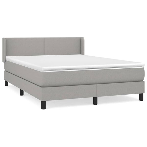 vidaXL Cama box spring con colch&oacute;n tela gris claro 140x200 cm
