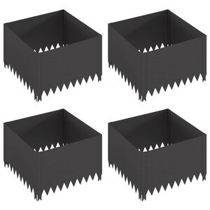 vidaXL Borde de C&eacute;sped 4 uds. 60 x 60 x 35 cm Acero Negro