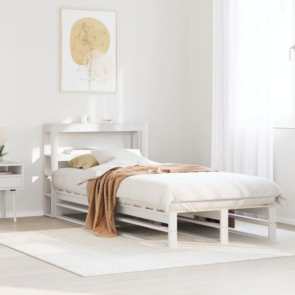 vidaXL Estructura de cama sin colch&oacute;n madera maciza blanca 90x190 cm