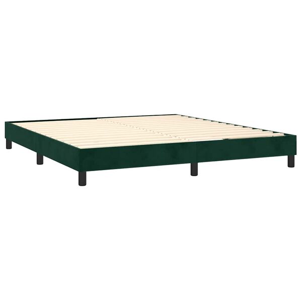 vidaXL Cama box spring con colch&oacute;n terciopelo verde oscuro 180x200 cm