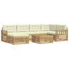 vidaXL Conjunto de sof&aacute;s de exterior 7 uds. Blanco y Crema