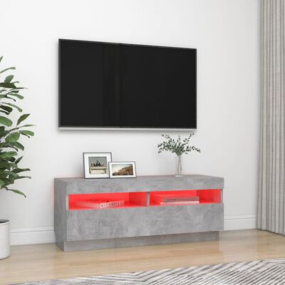 vidaXL Mueble de TV con luces LED gris hormigón 100x35x40 cm