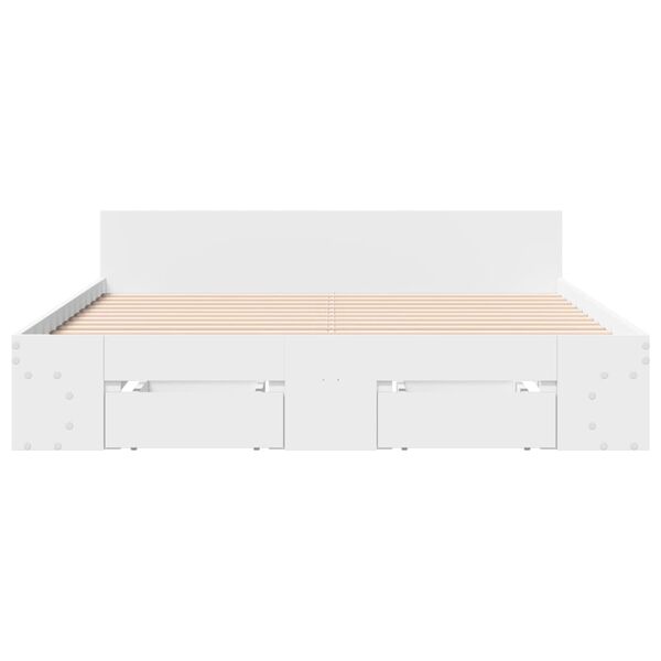 vidaXL Cama con cajones madera de ingenier&iacute;a blanco 120x200 cm