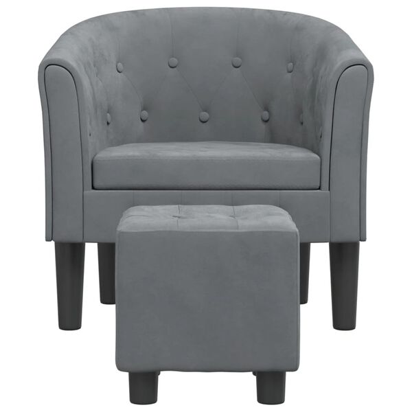 vidaXL Sill&oacute;n con taburete terciopelo gris oscuro