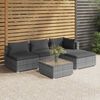 vidaXL Set de muebles de jardín 5 pzas y cojines ratán sintético gris