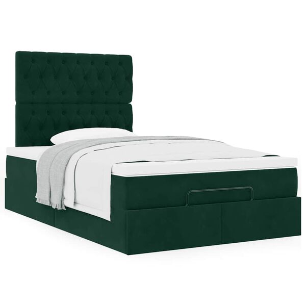 vidaXL Estructura cama otomana colchones terciopelo verde oscuro