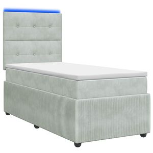 vidaXL Cama de muelles con LED y colch&oacute;n Gris Claro 90 x 190 cm