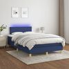vidaXL Cama box spring con colch&oacute;n y LED tela azul 120x200 cm