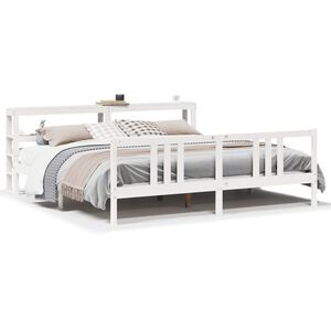 vidaXL Estructura de cama con cabecero sin colch&oacute;n blanco 200x200 cm