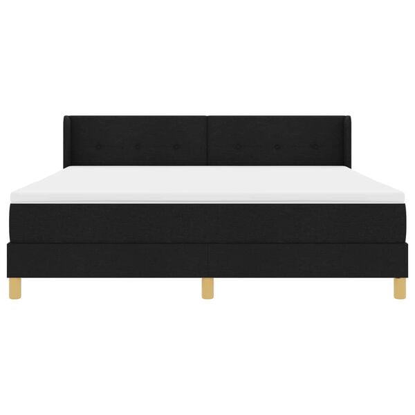 vidaXL Cama tipo Box Spring con colch&oacute;n Negro 200 x 180 cm Poli&eacute;ster