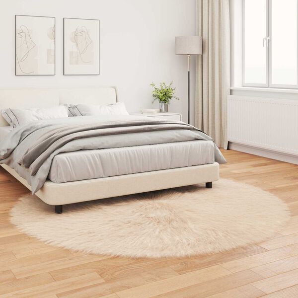vidaXL Alfombra de Imitación de Piel de Oveja Tafalla Beige Ø 200 cm