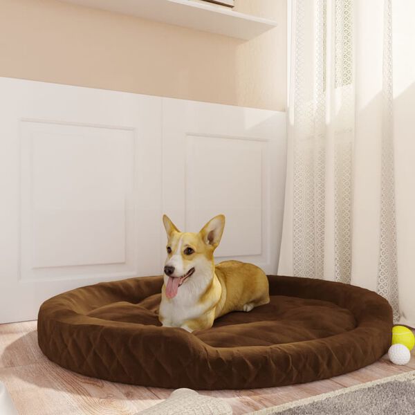 vidaXL Cama para perros de felpa marrón 110x90x23 cm