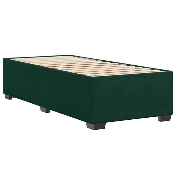 vidaXL Estructura de cama sin colch&oacute;n terciopelo verde oscuro 90x190cm