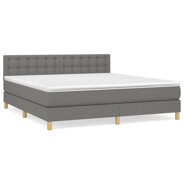 vidaXL Cama box spring con colch&oacute;n tela gris oscuro 160x200 cm