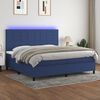 vidaXL Cama box spring colch&oacute;n y luces LED tela azul 200x200 cm