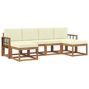 vidaXL Conjunto de sof&aacute;s de exterior con coj&iacute;n 6 pcs Natural y Crema