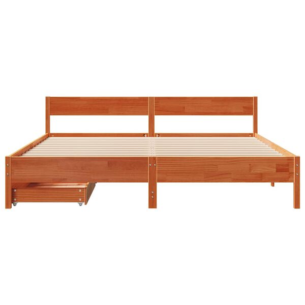 vidaXL Cama sin colch&oacute;n madera maciza de pino marr&oacute;n cera 180x200 cm