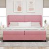 vidaXL Cama tipo Box Spring con colch&oacute;n Rosa 200 x 200 cm Poli&eacute;ster