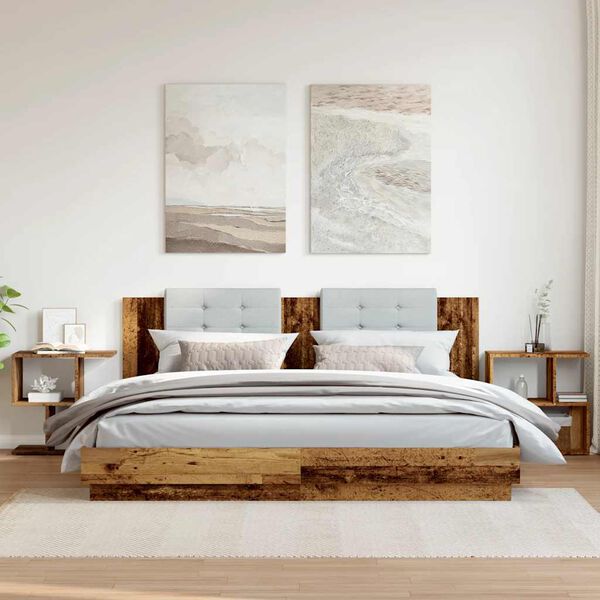 vidaXL Mesitas de noche 2 uds madera contrachapada envejecida