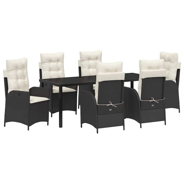 vidaXL Conjunto de Comedor de Jard&iacute;n 7 pcs Negro rat&aacute;n sint&eacute;tico