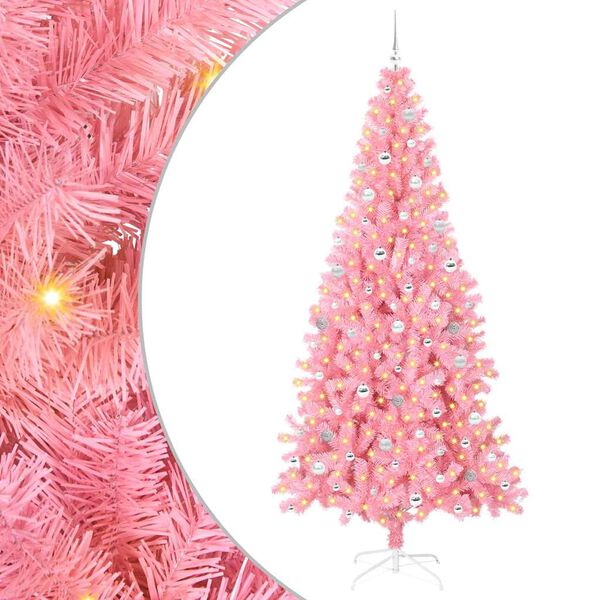 vidaXL &Aacute;rbol de Navidad con 300 LED con soporte Rosa 240 cm PVC