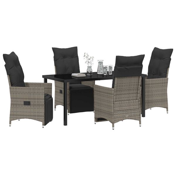 vidaXL Conjunto de Comedor de Jardín 5 pcs Gris ratán sintético