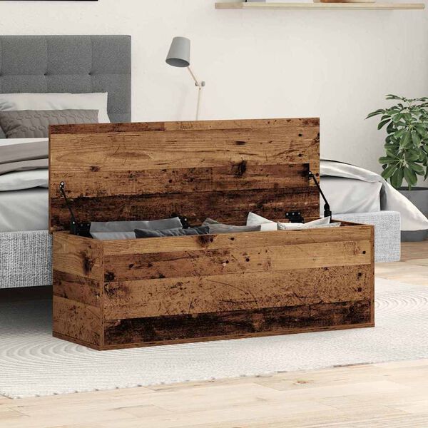 vidaXL Caja de Almacenamiento Madera envejecida 102 x 35 x 35 cm