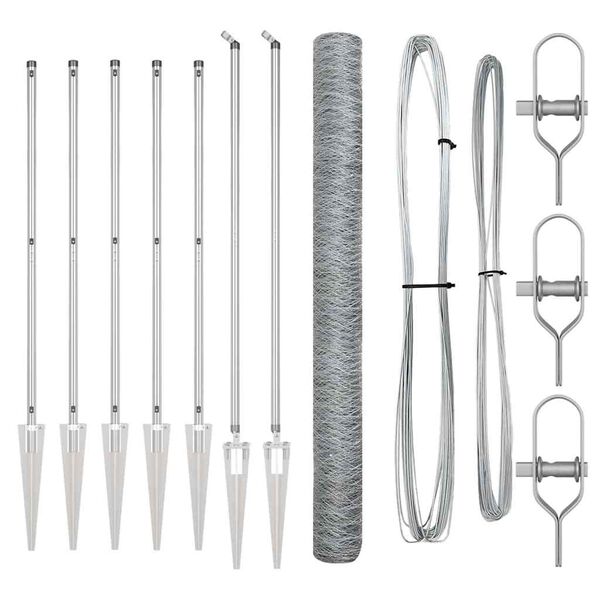 vidaXL Poste de Valla Plateado 10 x 1,6 m (malla de 50 mm) Acero
