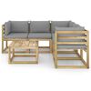 vidaXL Juego de muebles de jard&iacute;n 6 piezas con cojines gris