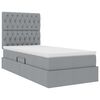 vidaXL Cama con almacenamiento y colch&oacute;n Gris Claro 90 x 190 cm