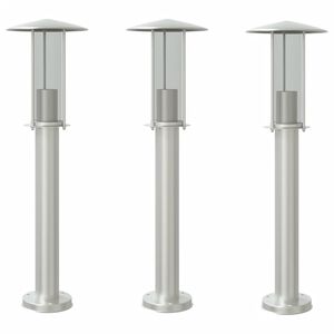 vidaXL L&aacute;mparas de suelo de exterior 3 unidades acero inoxidable 60 cm