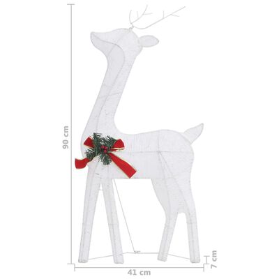 vidaXL Familia renos de Navidad malla blanca frío blanco 270x7x90 cm