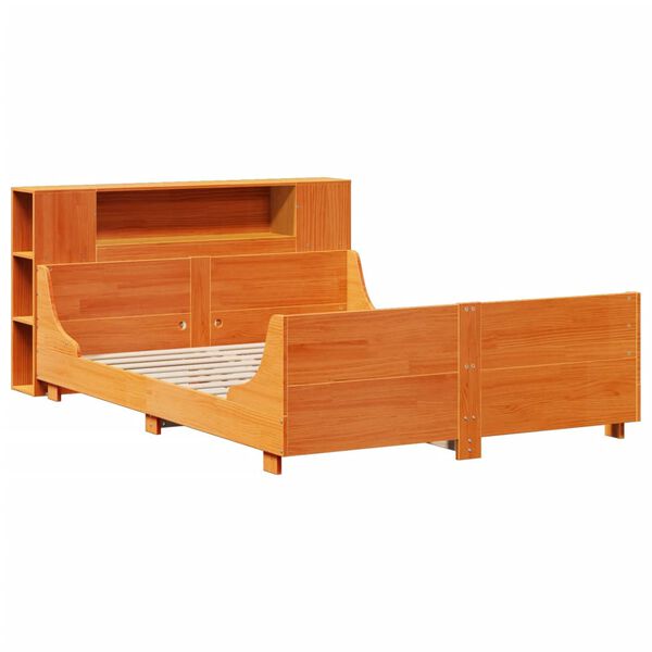 vidaXL Cama sin colch&oacute;n madera maciza de pino marr&oacute;n cera 160x200 cm