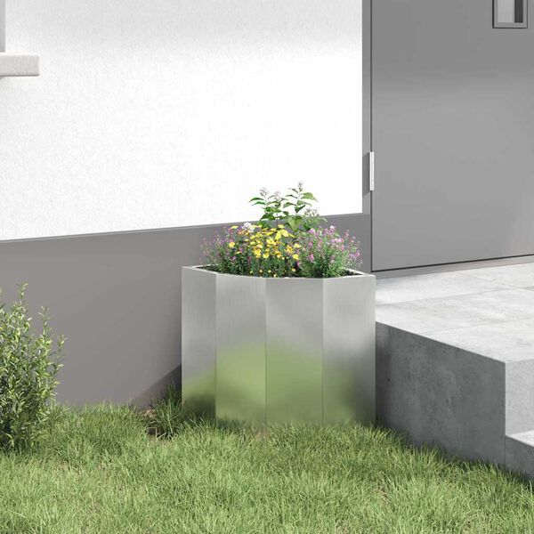 vidaXL Macetero de Esquina Plateado 30 x 30 x 35 cm Acero galvanizado